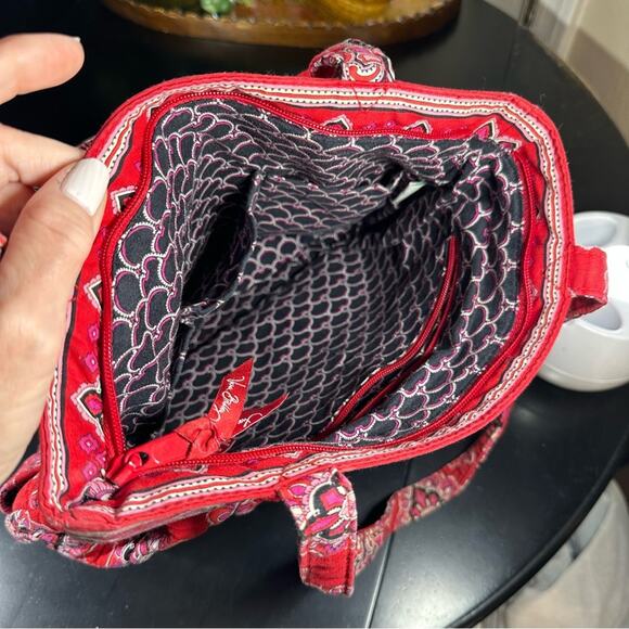 Vintage Vera Bradley Red Floral Print Quilted Cotton Shoulder Bag - Picture 2 of 5